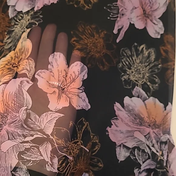 EUC 1990s VTG  Scarlett Black with Pink Floral Print Slip Dress with Flowing Hem - Picture 15 of 16